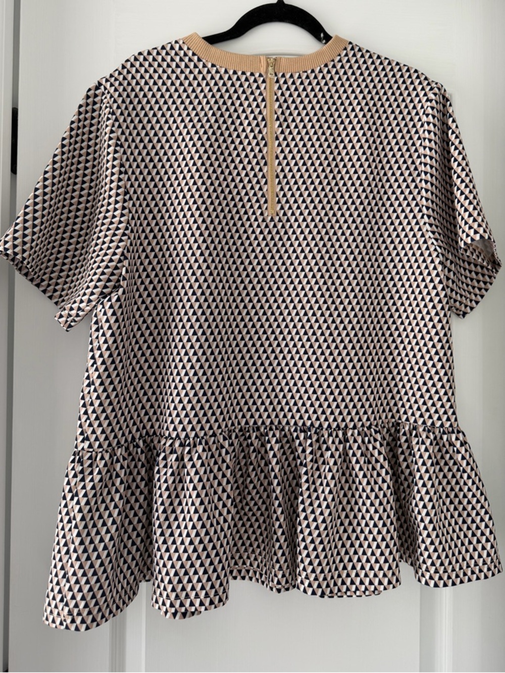 Addison Bay Botanist Blouse NWT Tri Geo Print Peplum Top Size L - Picture 3 of 7